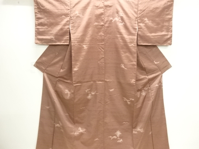 JAPANESE KIMONO / HANDWOVEN FUSHI TSUMUGI KIMONO / TREE PATTERN WEAVE